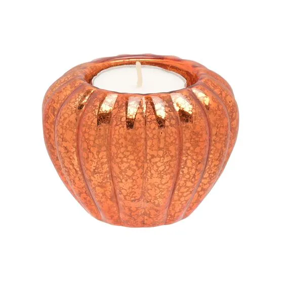 Orange Pumpkin Set of 3 Glass Tealights