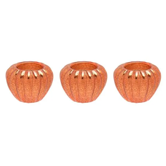 Orange Pumpkin Set of 3 Glass Tealights