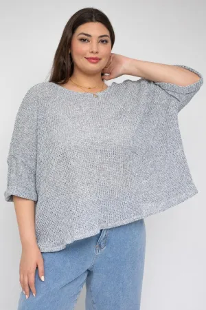 Plus Size Back Ruched Drawstring Knitted Top