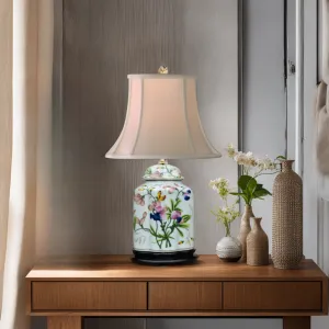 Porcelain Floral Scalloped Tea Jar Lamp