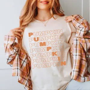 Pumpkin Repeat Diagonal Wholesale Bella Graphic Tee - Quick Shipping