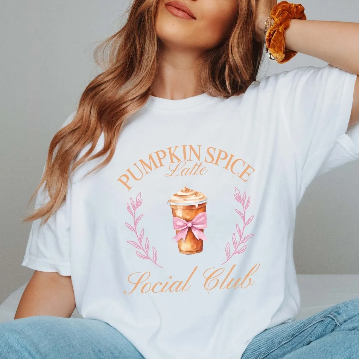 Pumpkin Spice Latte Social Club Comfort Color Wholesale Tee - Quick Shipping