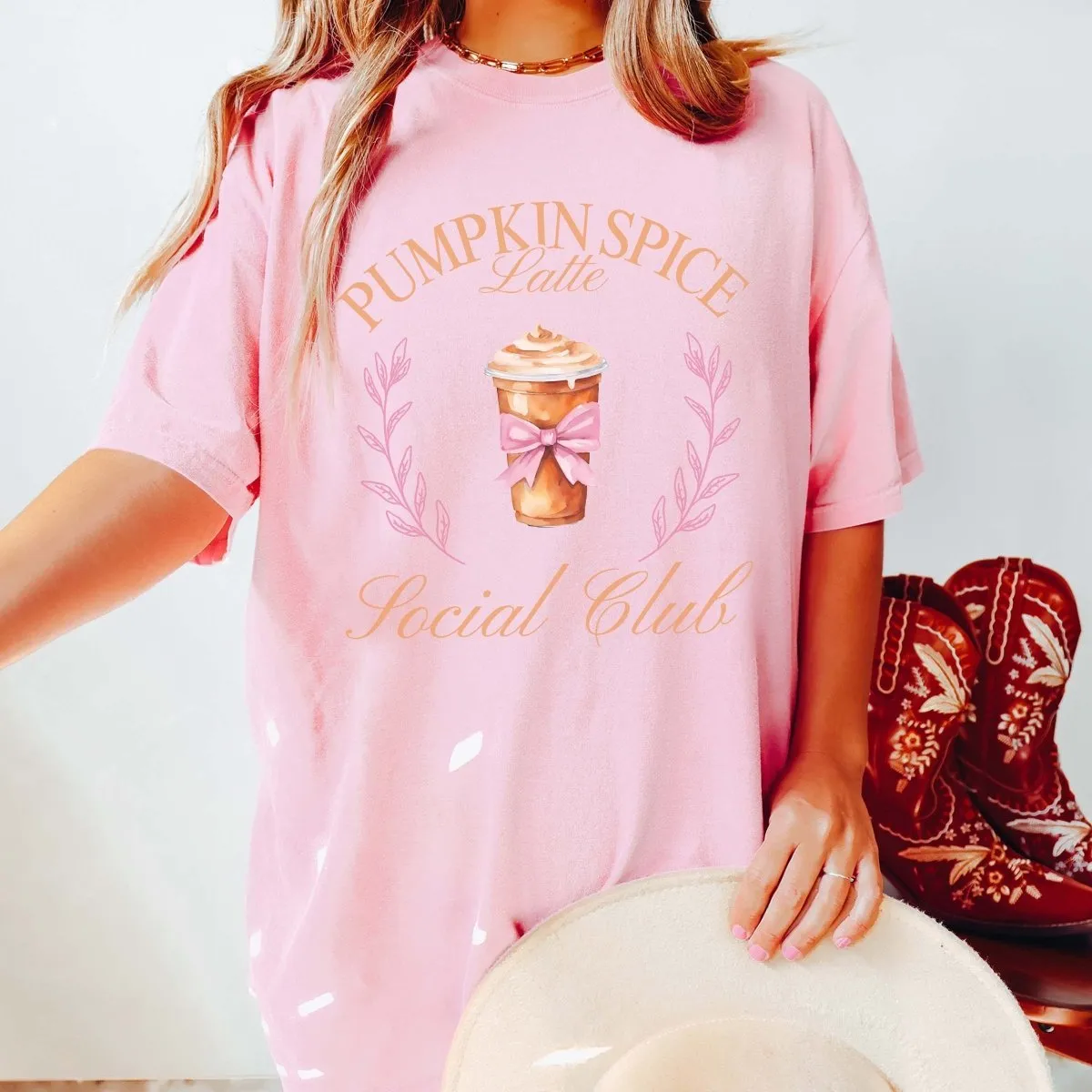 Pumpkin Spice Latte Social Club Comfort Color Wholesale Tee - Quick Shipping