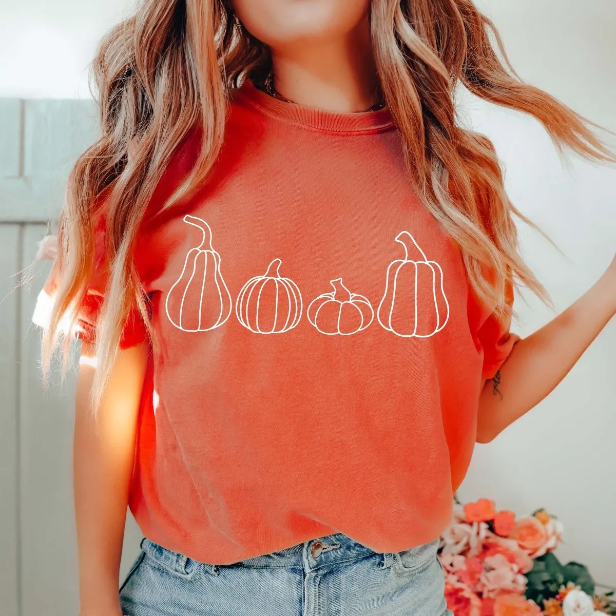 Pumpkins In A Row Comfort Color Wholesale Tee - Quick Shipping