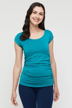 Ruched Bamboo Tee - Teal