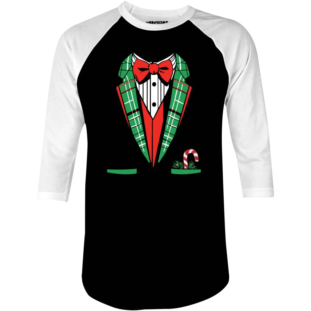 Santa Tuxedo - 3/4 Sleeve Raglan T-Shirt