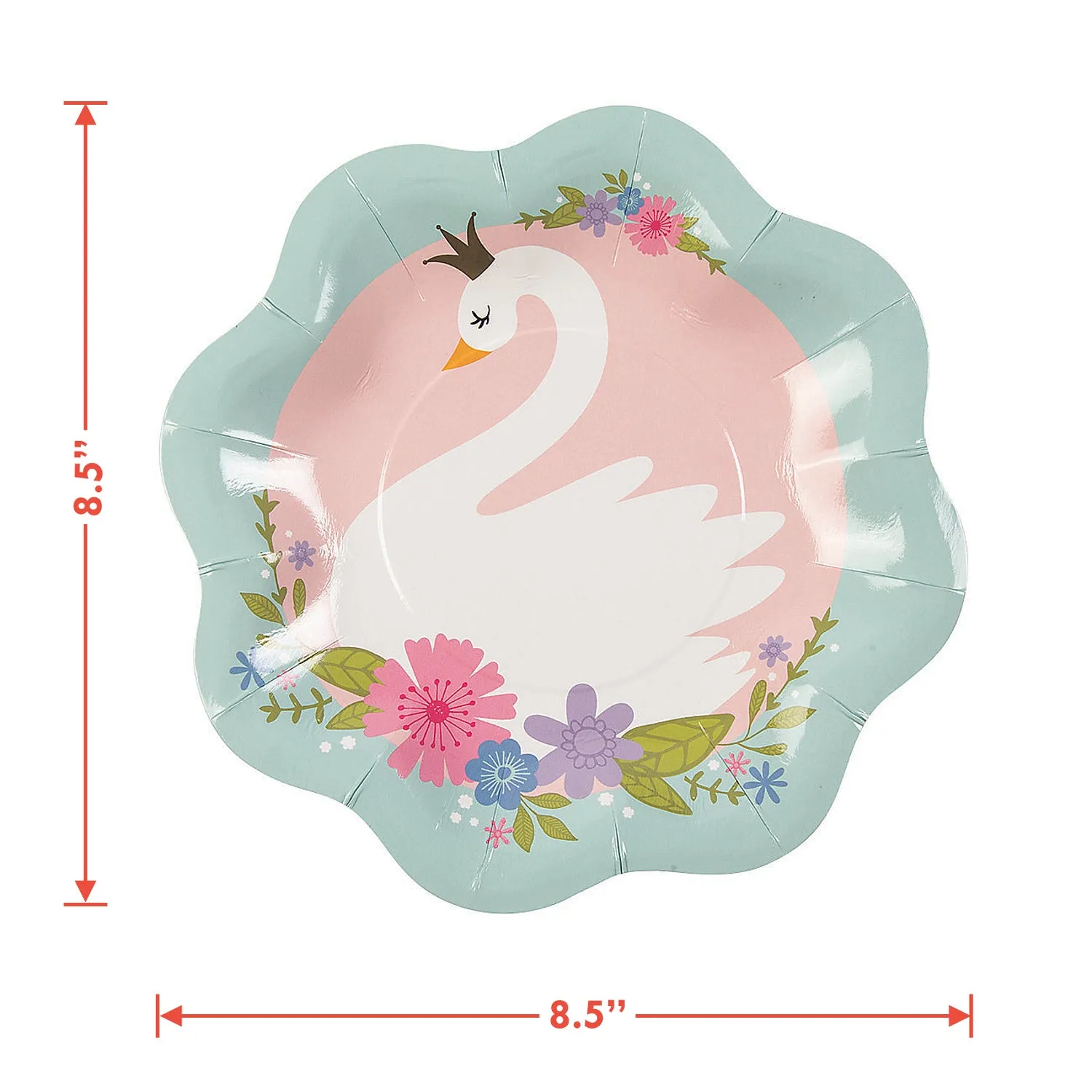 Swan Party Supplies - Sweet Swan Floral Paper Dessert Plates and Beverage Napkins (Serves 16)