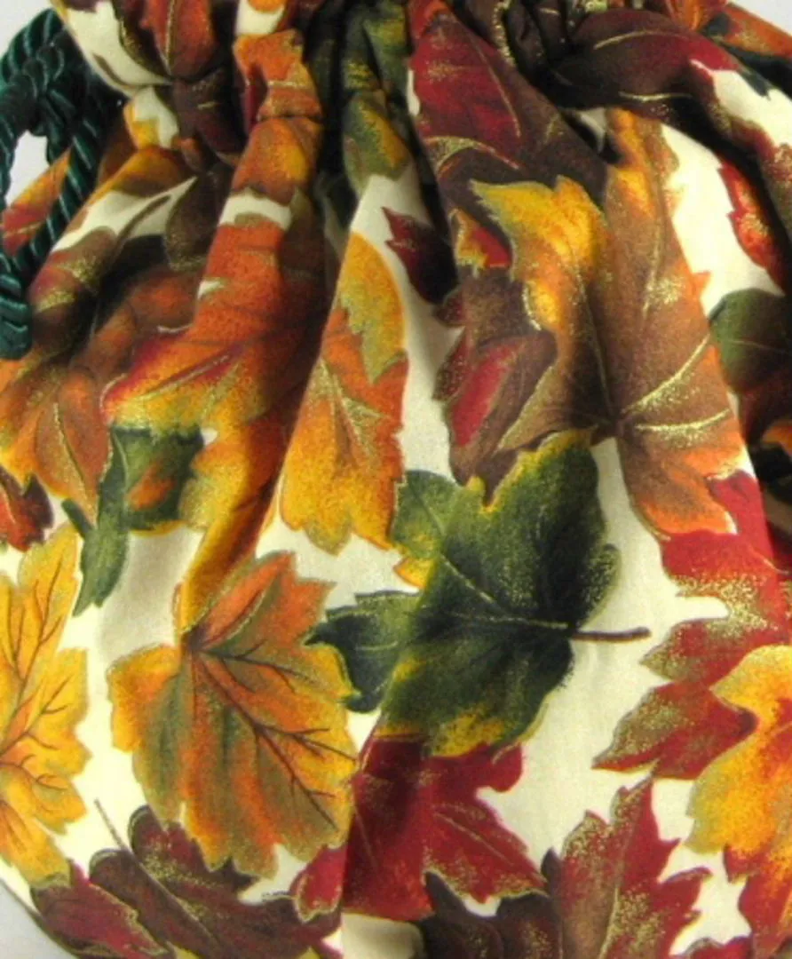 Tea Cozy Reversible Padded Autumn Leaves Green Cord And Green lining USA Handmade