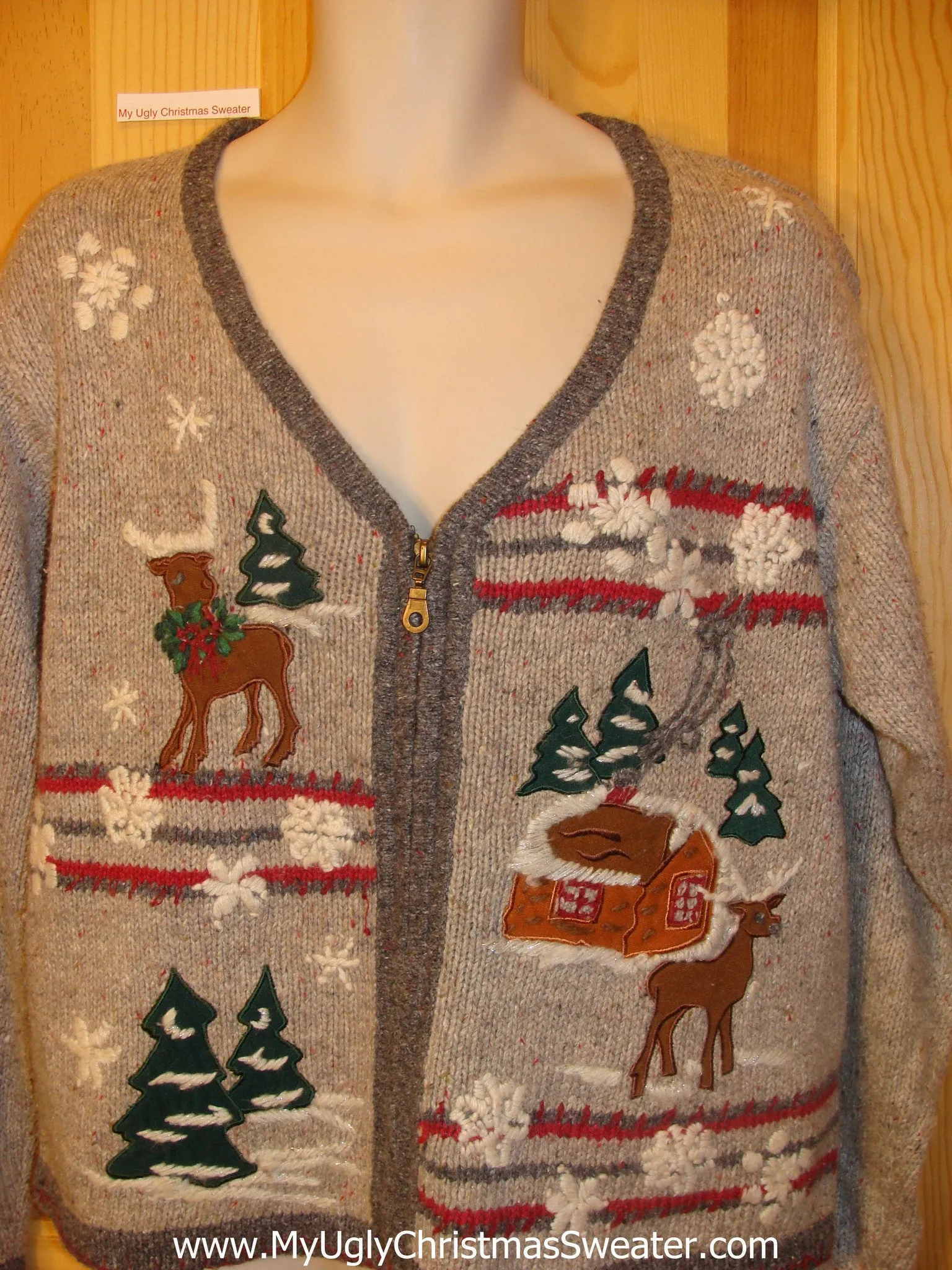 Ugly Christmas Sweater Reindeer in Winter Snow