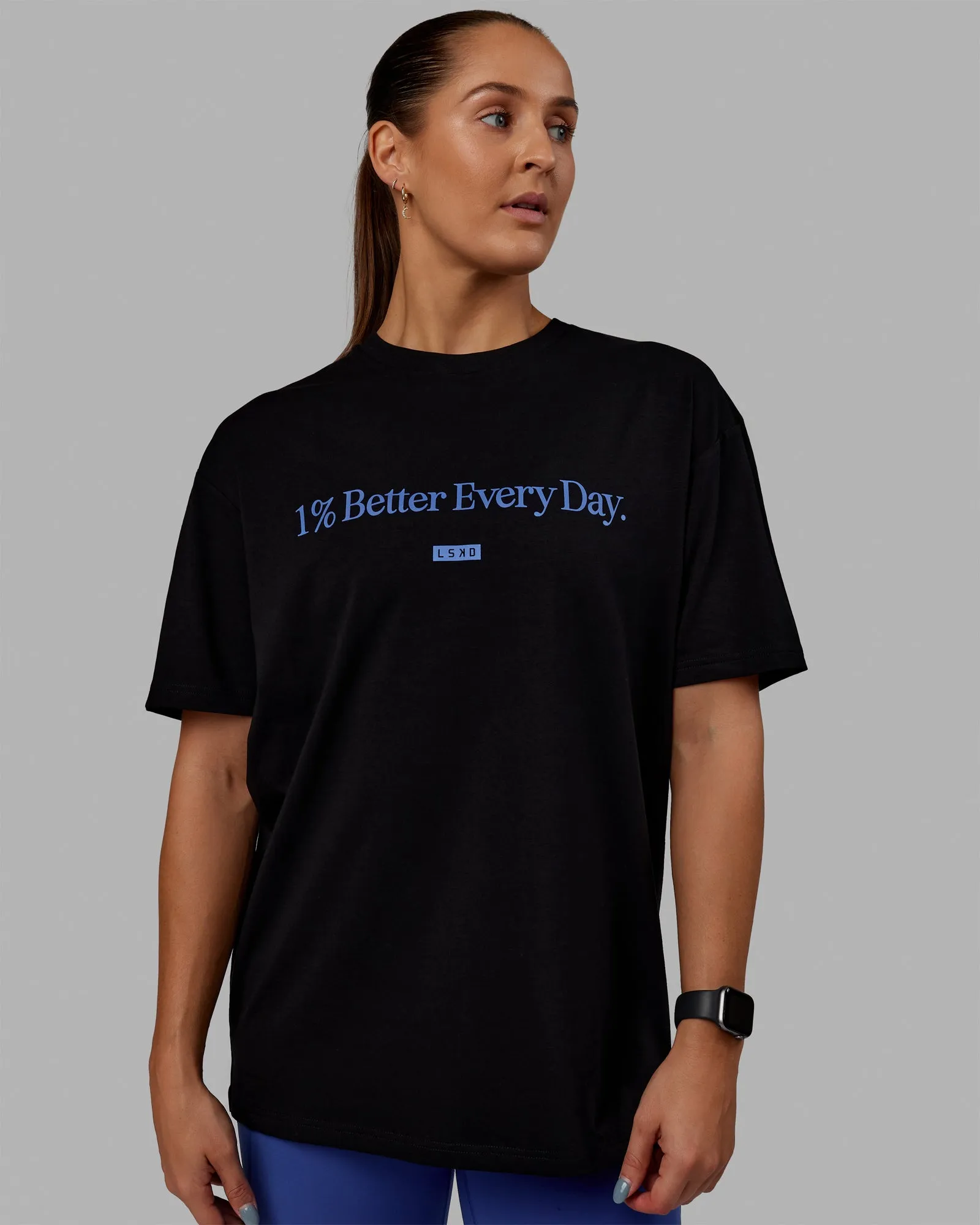 Unisex 1% Better FLXCotton Tee Oversize - Black-Power Cobalt