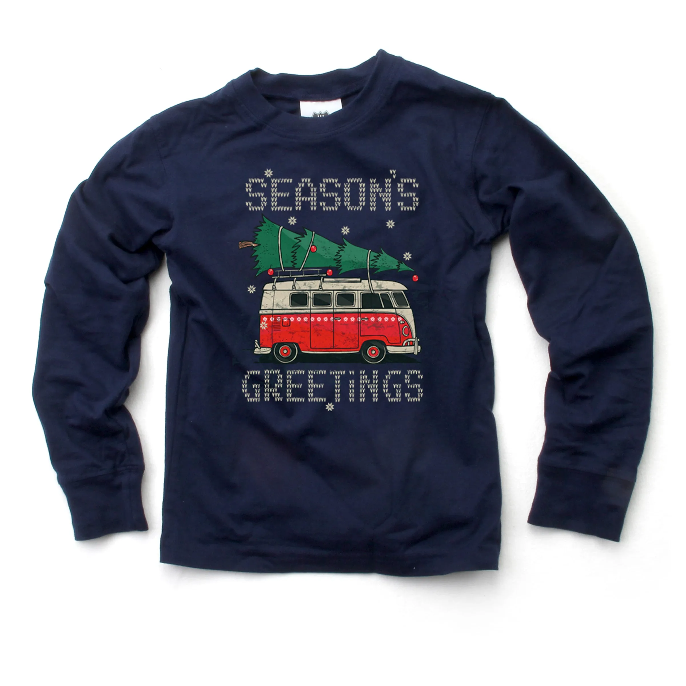 WES Season's Greetings Tree & Van Tee Navy