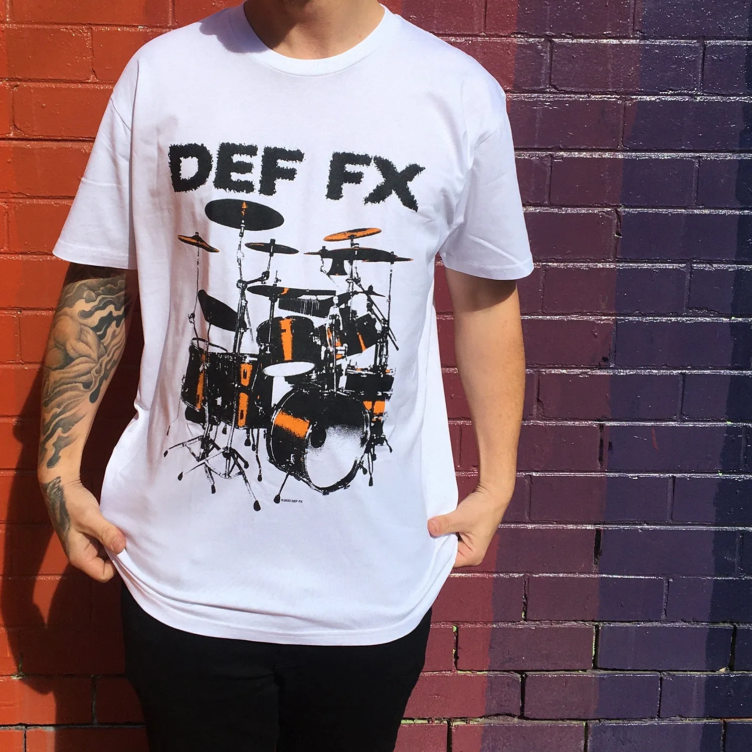 Where’s Ya Fuckin' Drummer? T-Shirt (White)