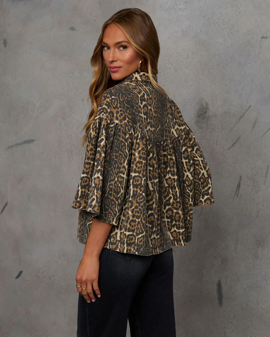 Woodlen Feels Leopard Short Sleeve Jacket